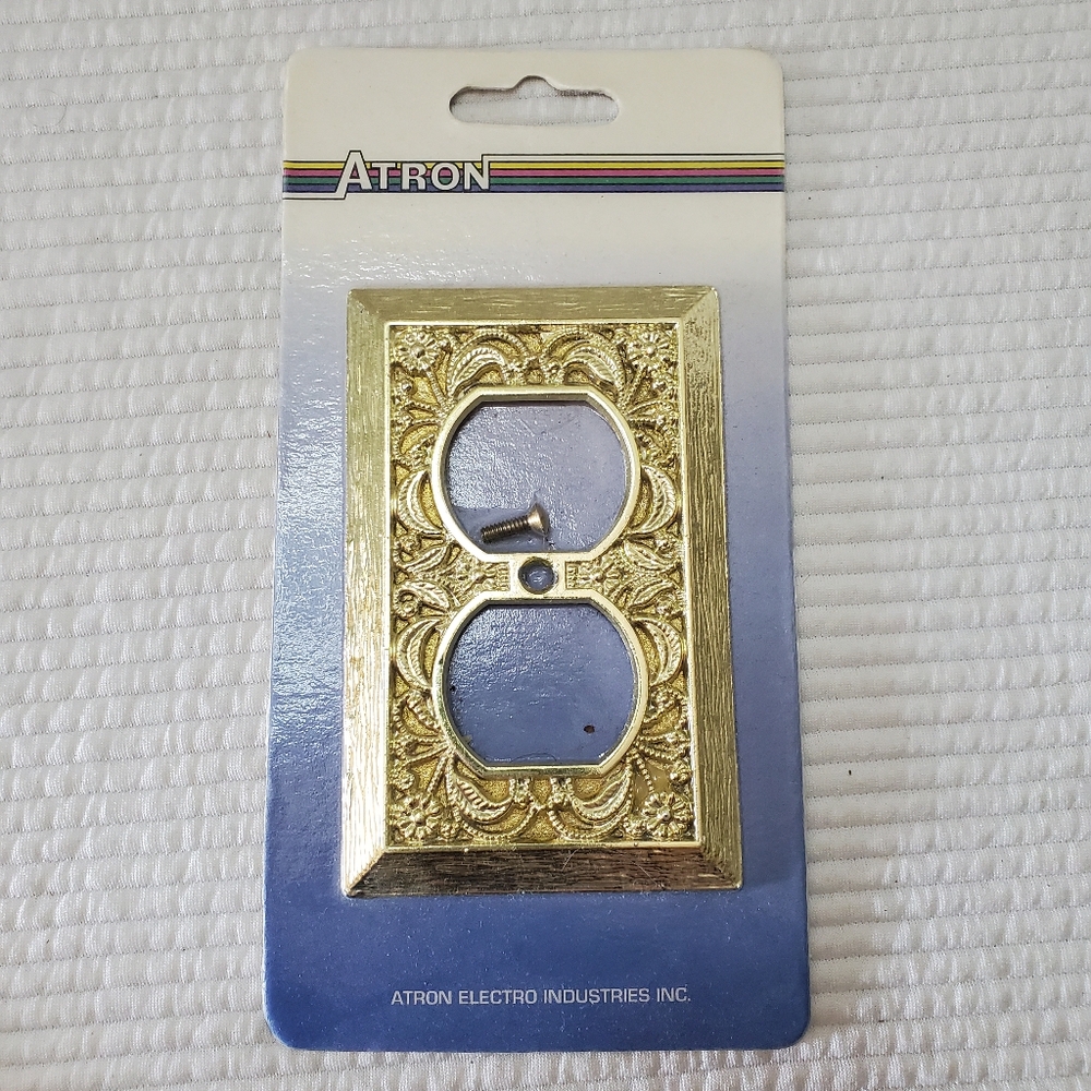 Atron Outlet Plate Cover Brass New Rectangle Vintage Hollywood Regency Filigree